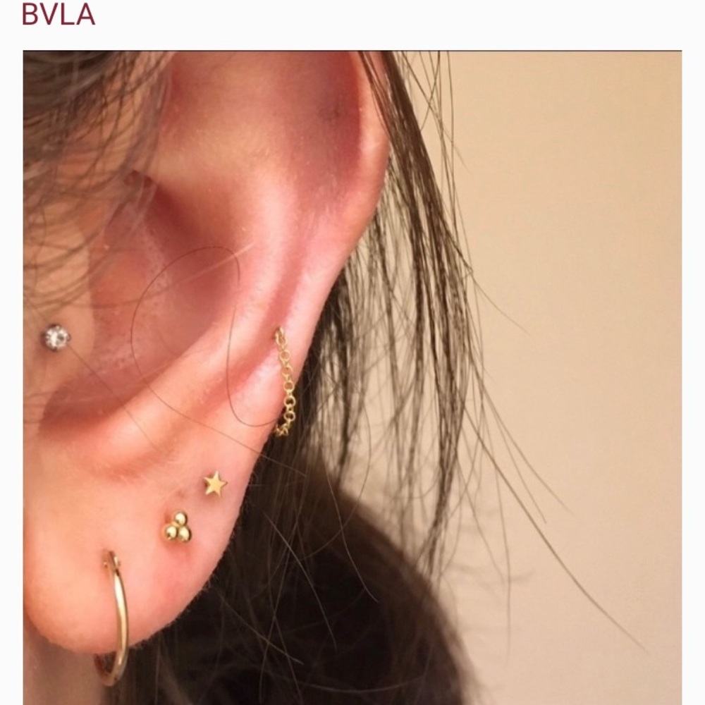 BVLA 14k yellow gold star end earrings with backs